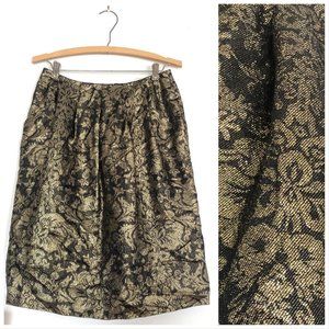 euc ANNE KLEIN pockets metallic gold & black brocade skirt